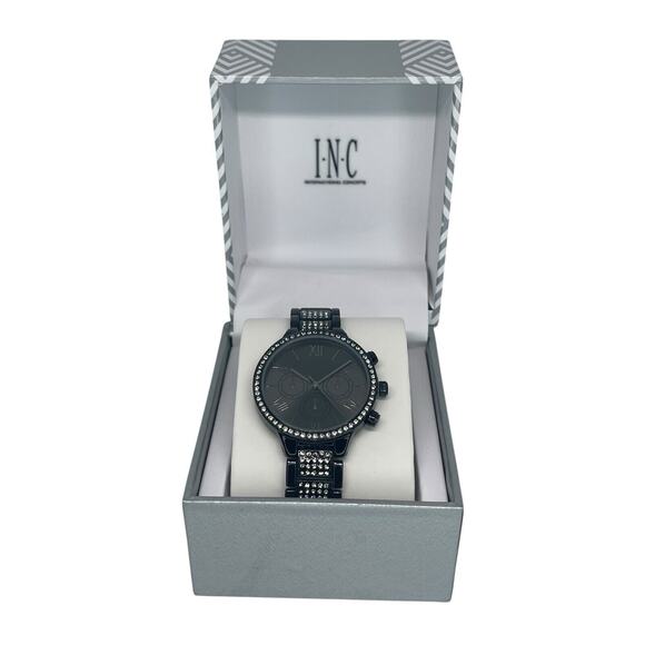 Black Tone Crystal Bracelet Watch Womens Stunning Trendy Fashion Glitz Bezel NWT main image 13